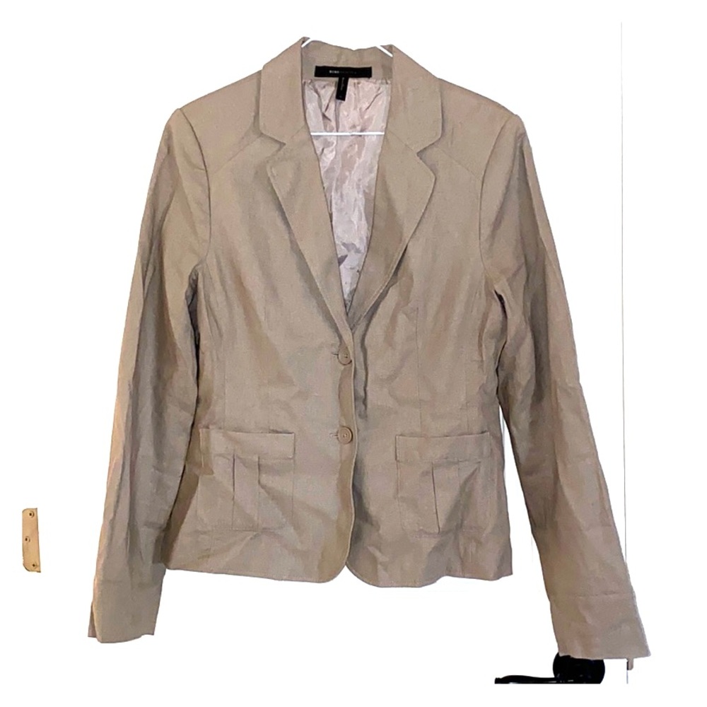 BCBG Tan linen suit jacket